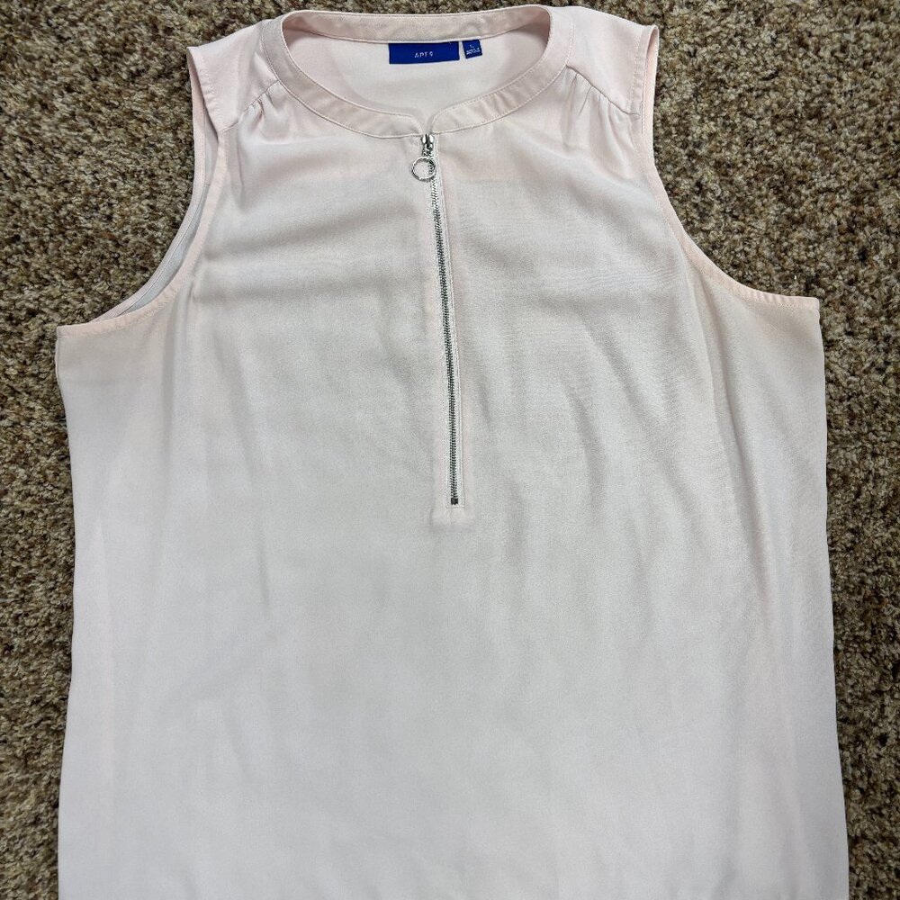 Apt. 9 Zipper front Sleeveless Top - Pale Pink - Women's Size L - 2191
